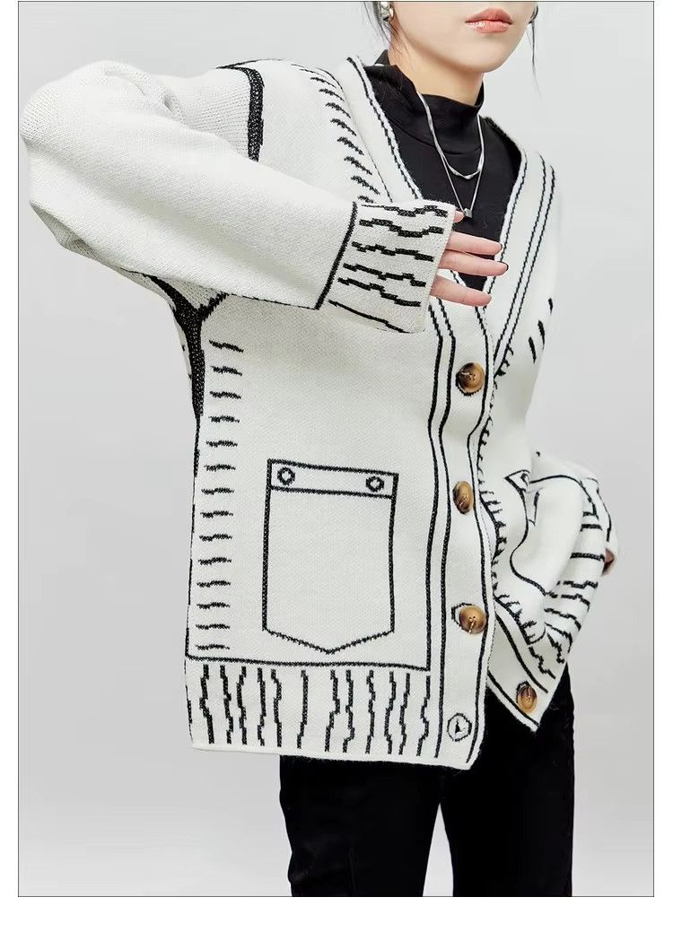 Other Korean Style Graffiti Unique Loose Cardigans Coat Y2k Size L / US 10 / IT 46 - 4 Thumbnail