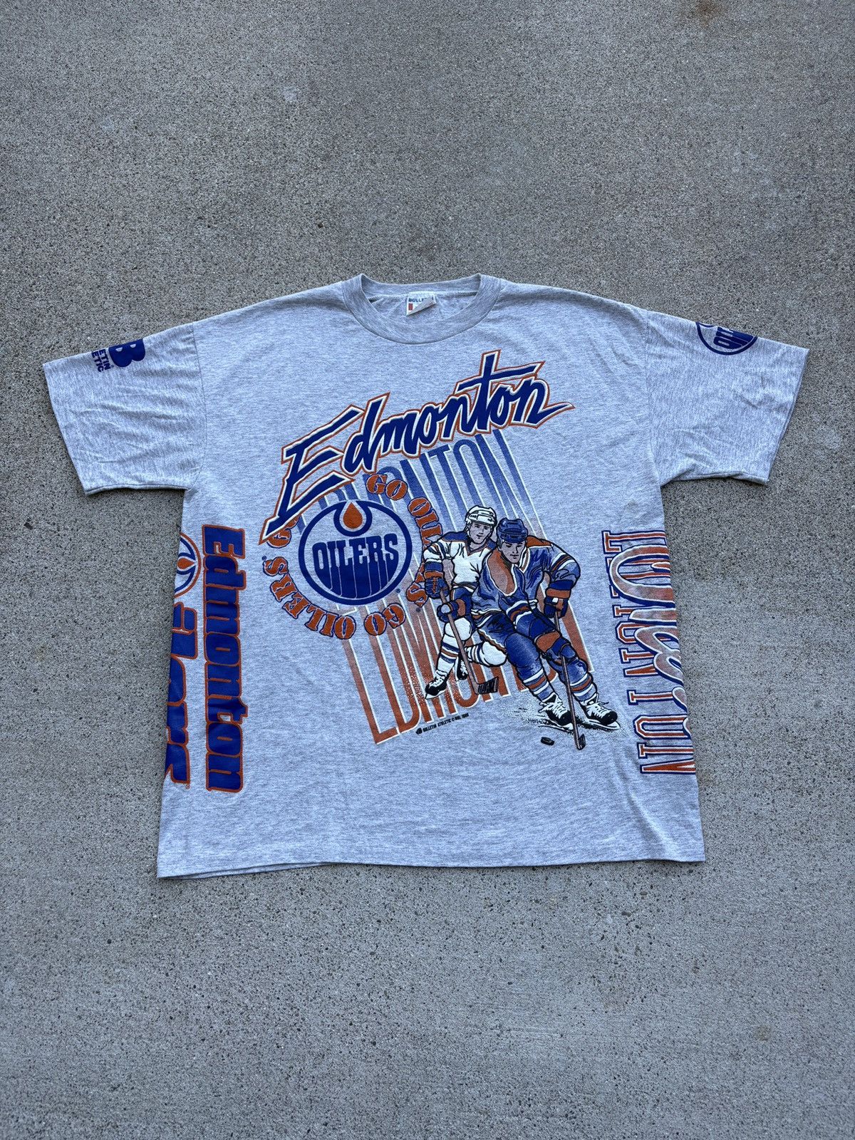 Vintage 1990 Bulletin NHL Edmonton Oilers T-Shirt Size XL