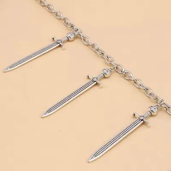 Jewelry Punk Street Sword Charm Pants Chains Size ONE SIZE - 4 Thumbnail