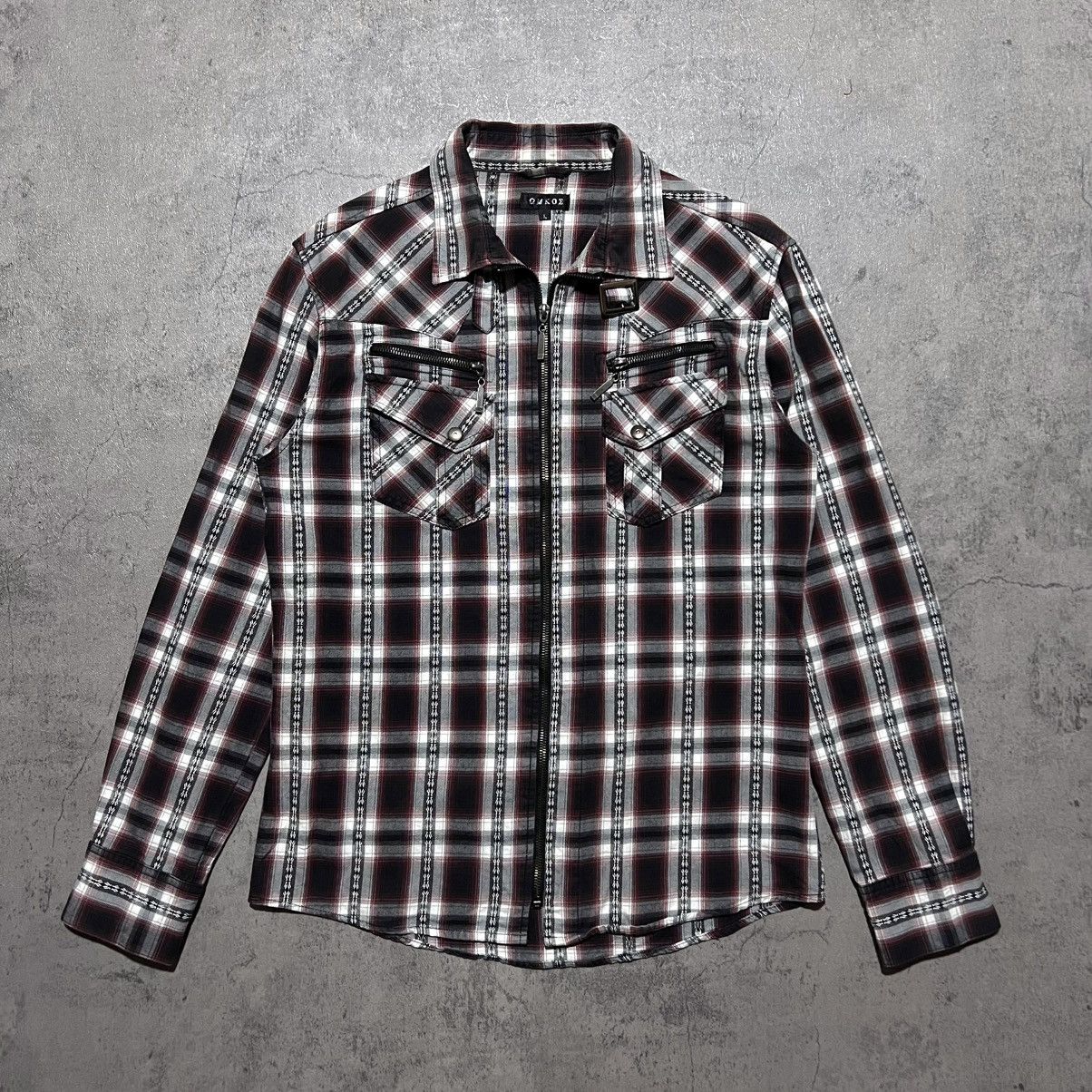 Japanese Brand Omkoe Plaid Jacket Midas Fuga Attic GOA LGB Tornado Vkei Size US L / EU 52-54 / 3 - 2 Thumbnail
