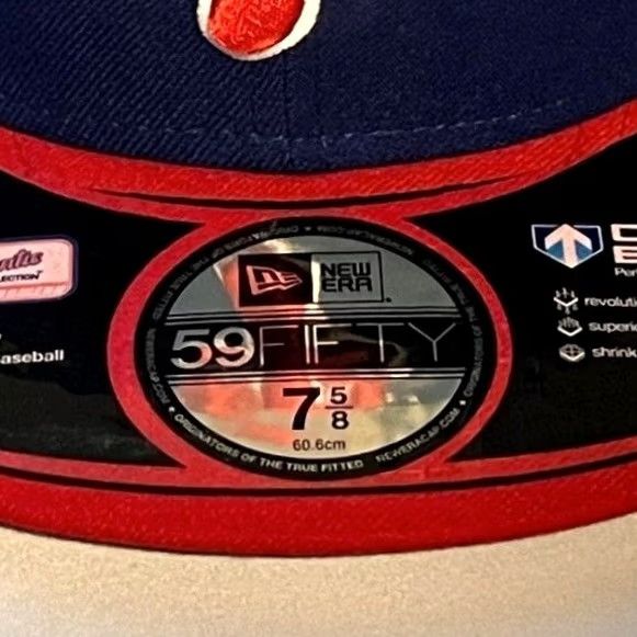 New Era New Era 59FIFTY Hat Mens 7 5/8 Blue Red Phillies On-field Cap MLB Fitted Cap Blue Red Size ONE SIZE - 2 Thumbnail