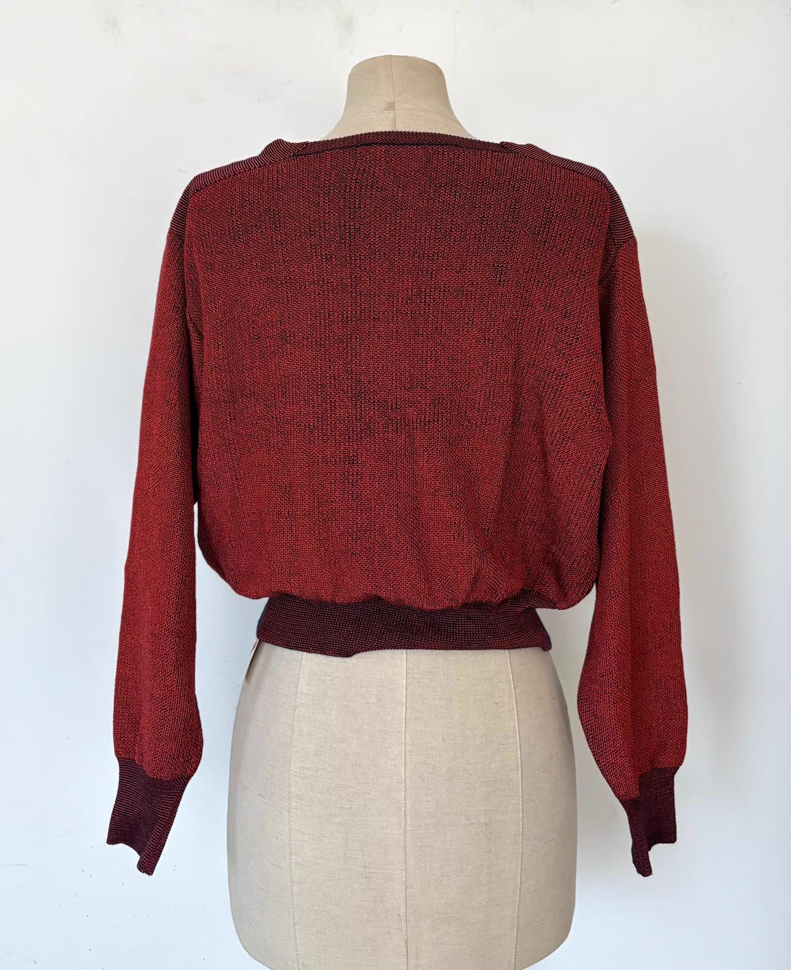 Toga Pulla Toga Pulla Women'sBurgundy Two-ToneCropped Knit Sweater Ｑ21 Size M / US 6-8 / IT 42-44 - 8 Thumbnail