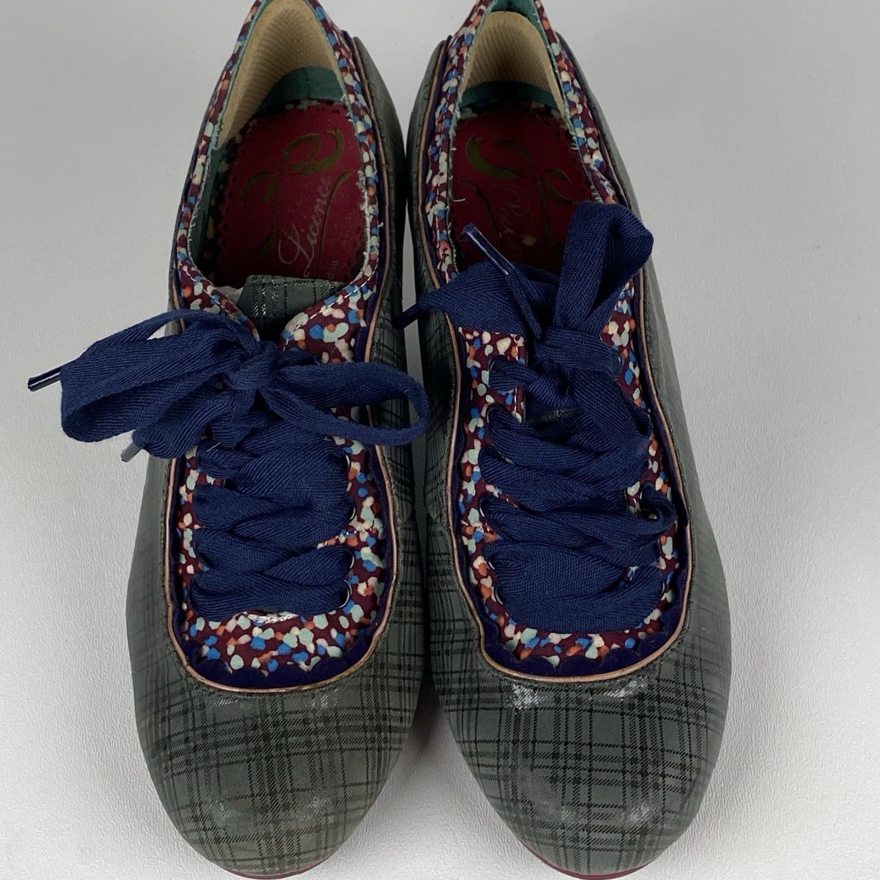 Vintage POETIC LICENCE Backlash Pumps Women’s 6.5 Grey Plaid Ribbon Tie Mid Heel Pump Size US 7 / IT 37 - 2 Thumbnail
