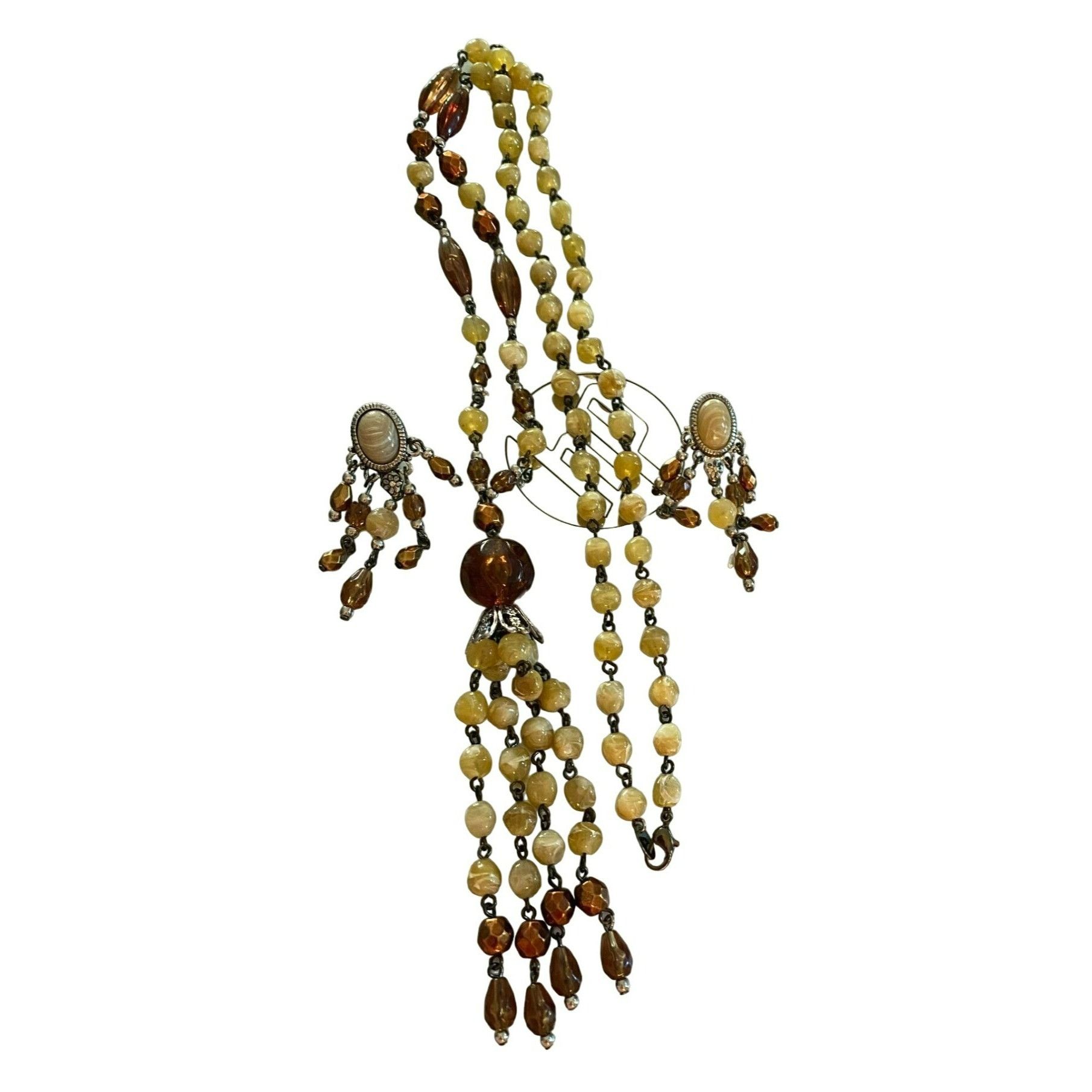 Other Vintage Avon signed N.R. Nina Ricci Yellow & Brown Beaded Ne Size ONE SIZE - 1 Thumbnail