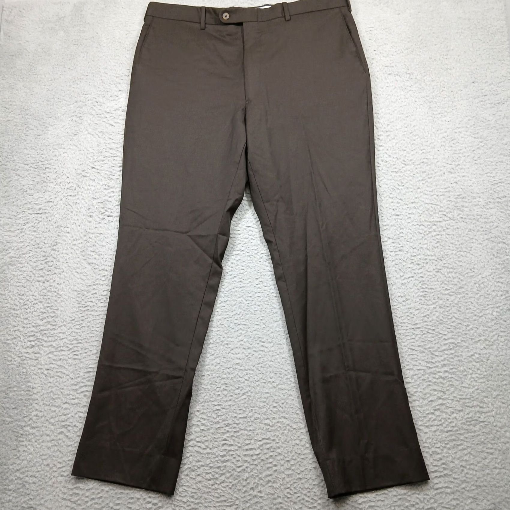 Vintage JB Britches Dress Pants Men 38R Brown 100% Wool Made in Italy Classic Fit Size US 38 / EU 54 - 2 Thumbnail