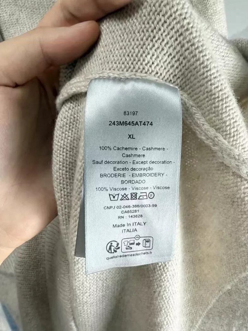 Dior Dior Beige Embroidered Cashmere Sweater-2505 Size US XL / EU 56 / 4 - 4 Thumbnail