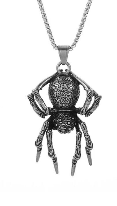 Vintage Vintage Punk Silver Spider Pendant Necklace Size ONE SIZE - 1 Thumbnail