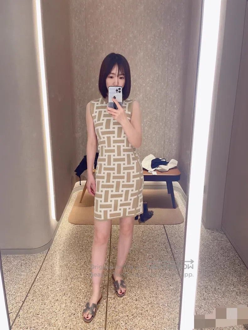 Hermes Hermes Mosaic beige dress Size XXS / US 00 / IT 34 - 7 Thumbnail