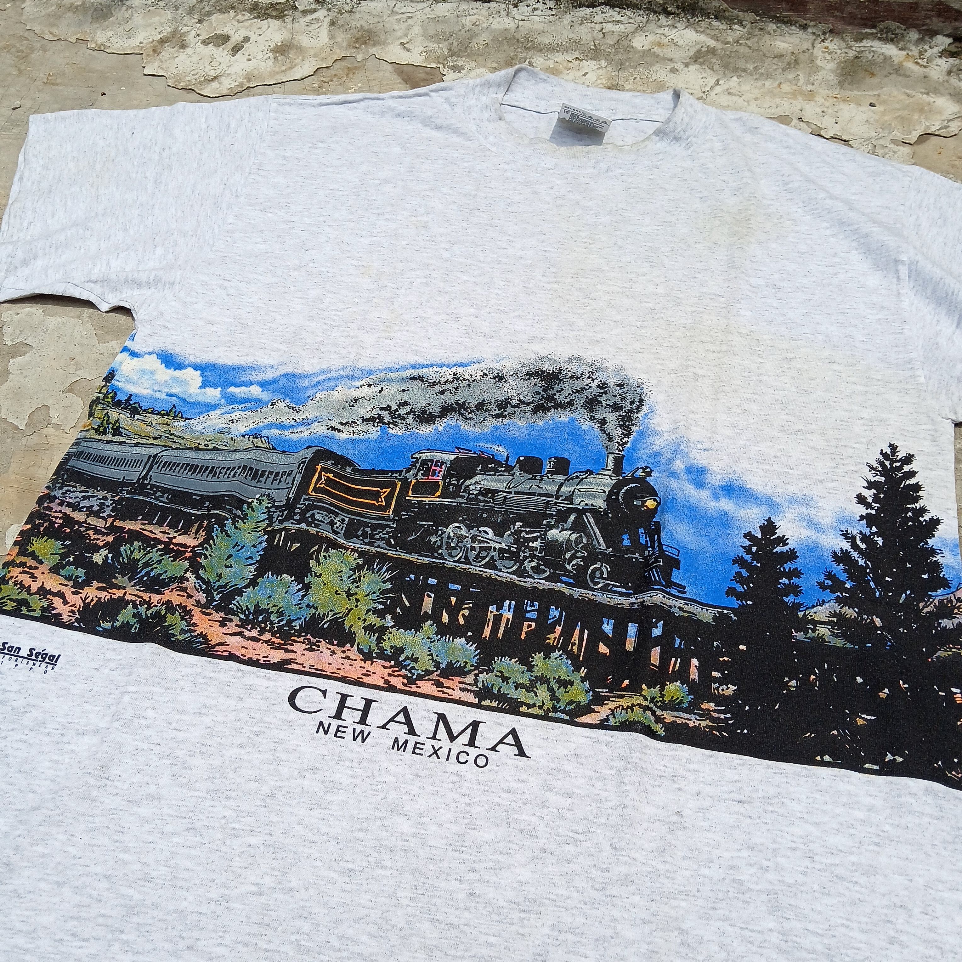Vintage 🔥Rare🔥 Vintage train art 90s Size US L / EU 52-54 / 3 - 3 Thumbnail