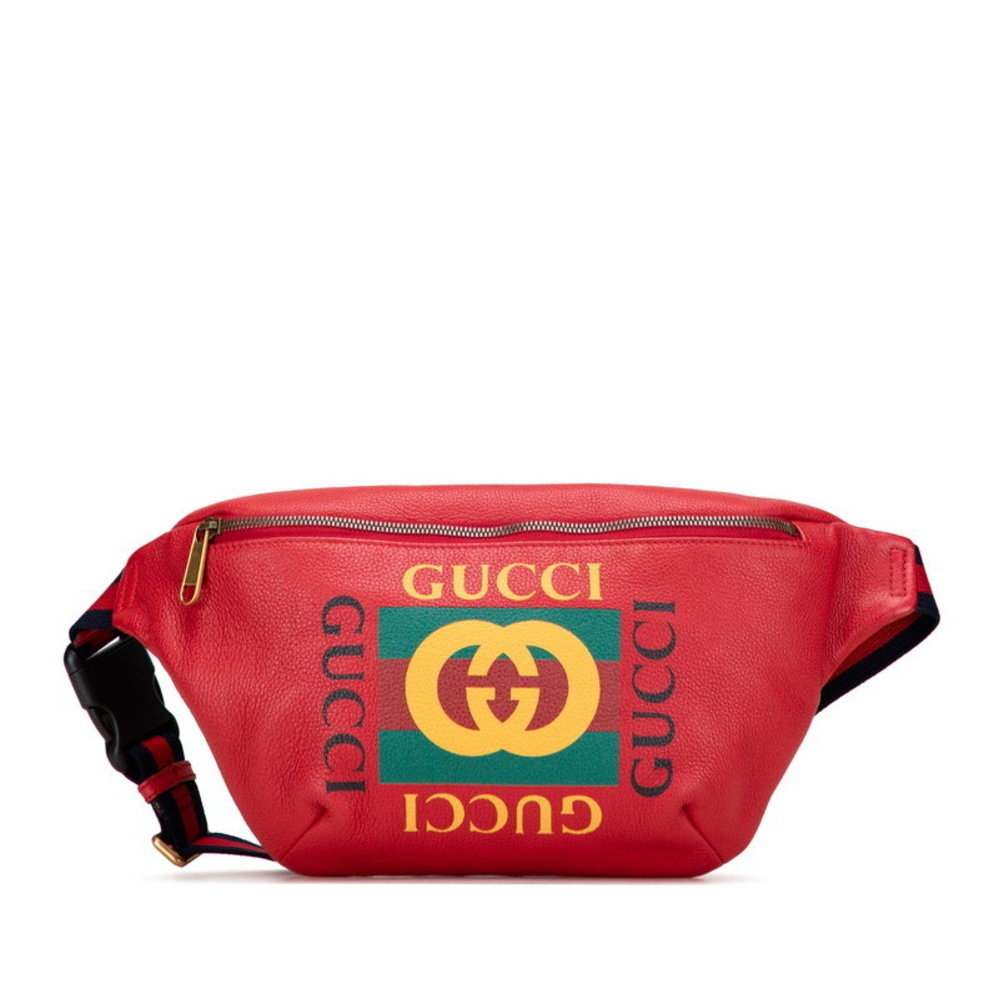 Gucci Gucci logo print Sherry line waist bag/body bag 530412 red leather women's GUCCI Size ONE SIZE - 1 Thumbnail