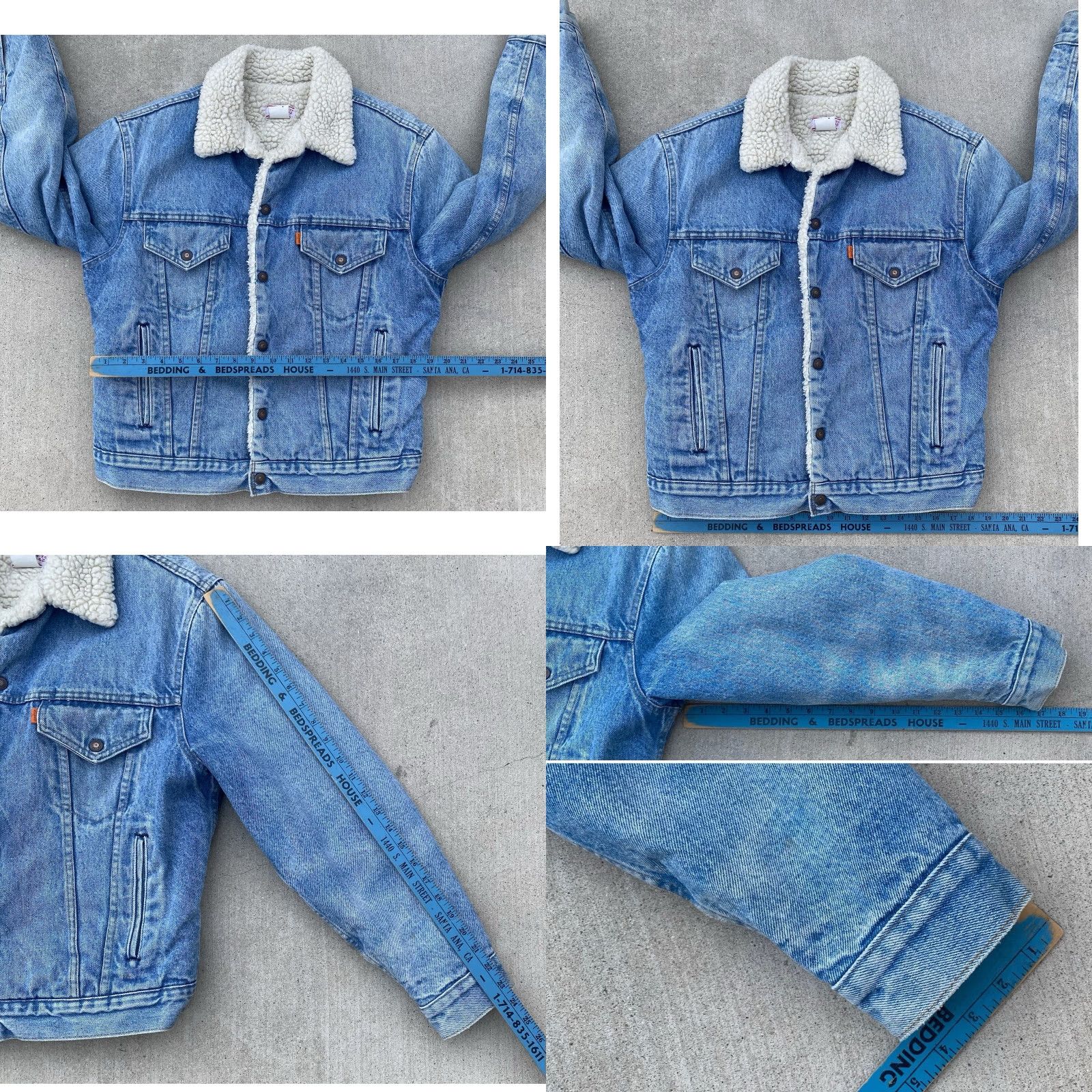 Levi's VINTAGE Levi’s Trucker Denim Jacket Orange Tab Made in USA 42 Sherpa Lined Western Quilted Nylon Sleeves Mens Size US XS / EU 42 / 0 - 11 Thumbnail