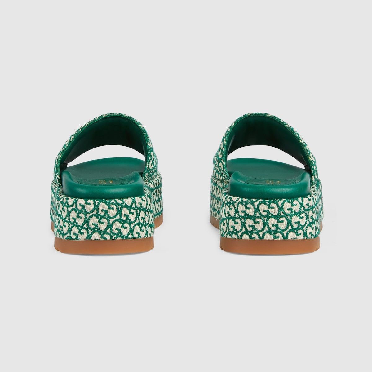 Gucci o1s1wg110425 Women's GG Platform Slide Sandals White & Green Size US 11 / IT 41 - 4 Thumbnail