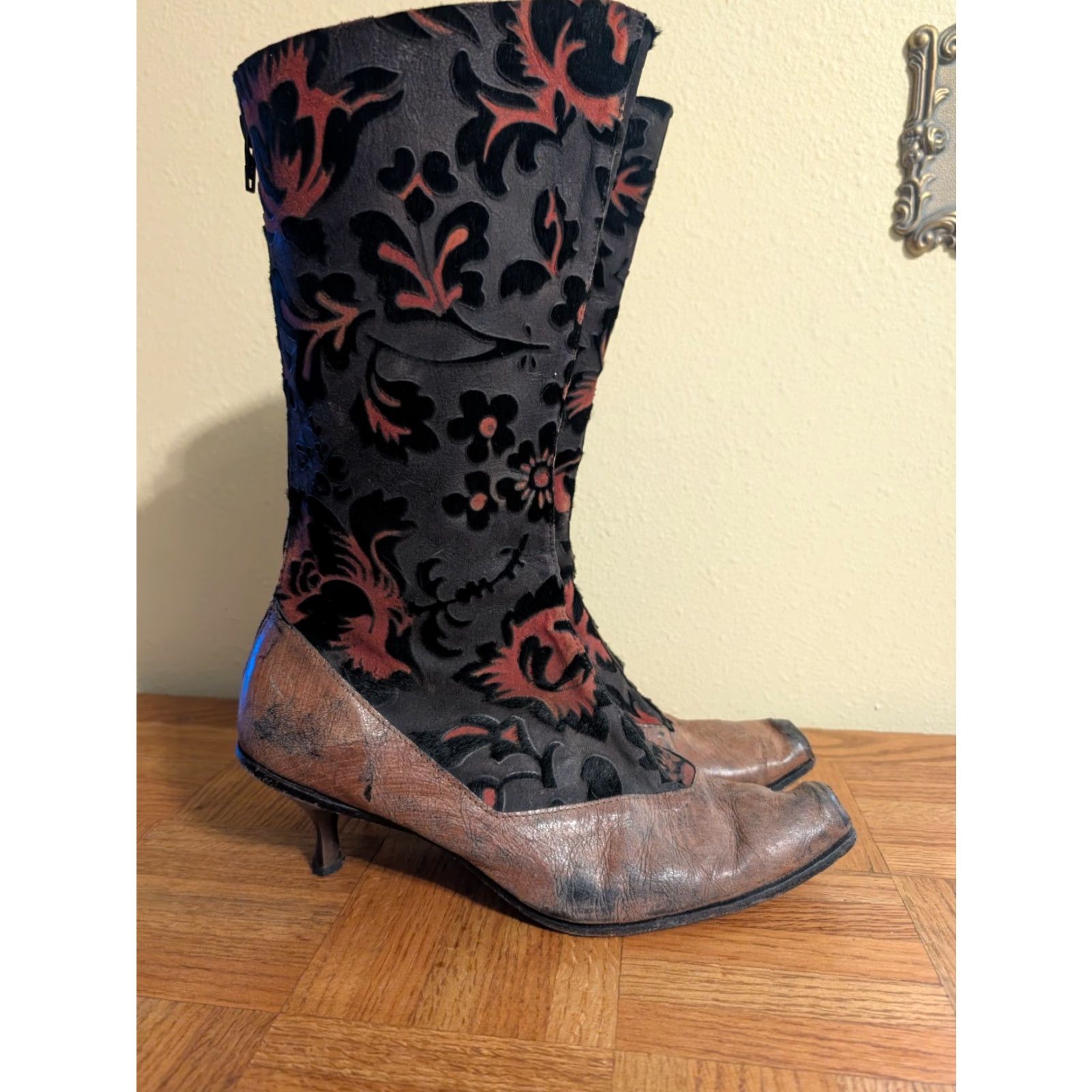 Vintage VINTAGE CYDWOQ Handel Boots Women 9.5 39.5 maroon Leather Heeled Boots USA 90s? Size US 10 / IT 40 - 7 Thumbnail