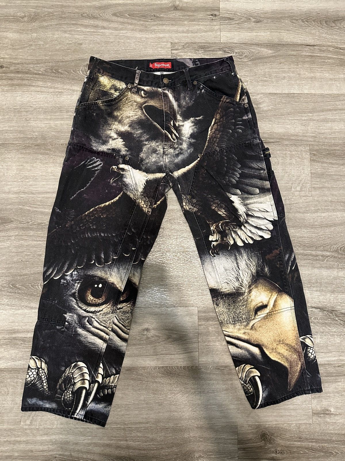 Supreme Supreme Eagle Double Knee Denim Painter Pant Black | Grailed