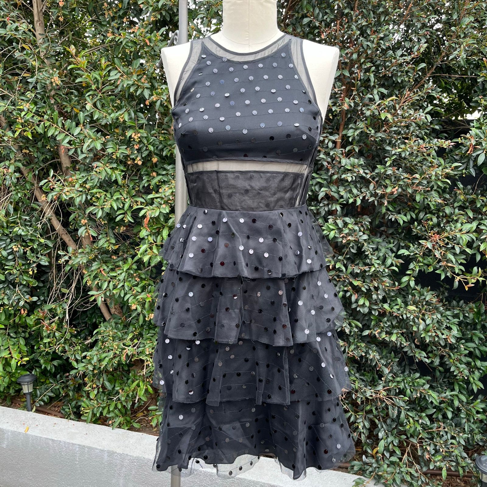 Theory NWT Theory Metallic Dot Silk Black Damia Evening Dress $1995 Size S / US 4 / IT 40 - 12 Thumbnail