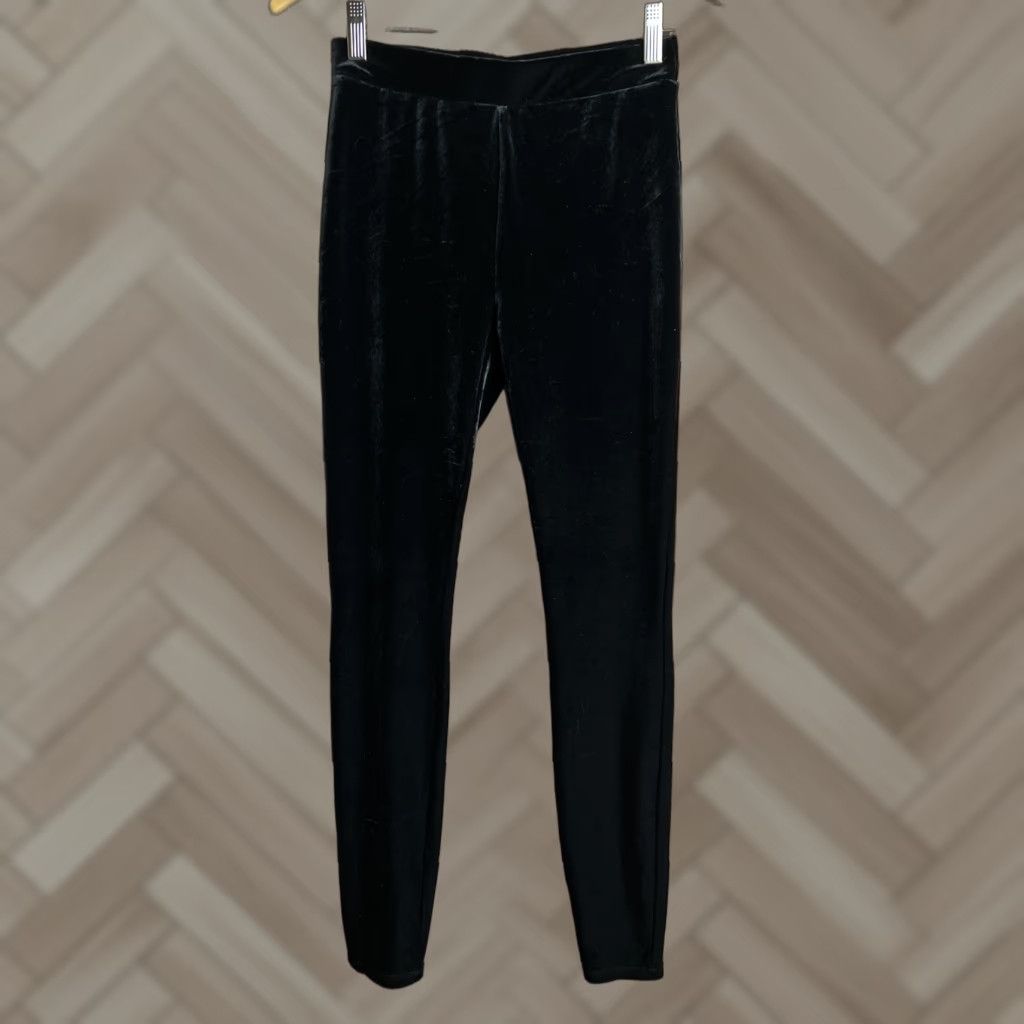 J.Crew J.CREW Leggings Black Stretch Velvet Skinny Pull On XS Women Casual Party/Cocktail Travel Size 26" / US 2 / IT 38 - 1 Thumbnail