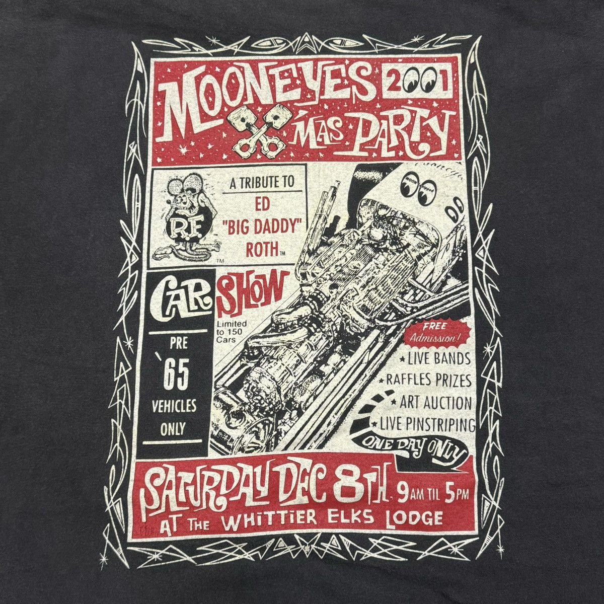 image of Vintage 2001 Mooneyes Mas Party, Ed Roth in Black, Men's (Size XL)