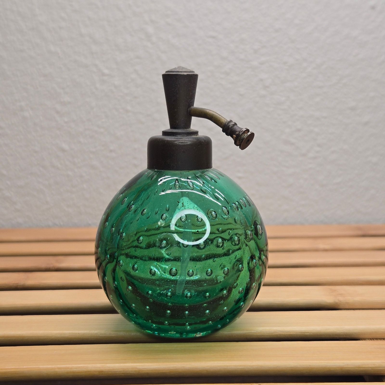 Murano Art Deco Emerald Bubble Glass Perfume Atomizer Hand Blown Size ONE SIZE - 5 Thumbnail