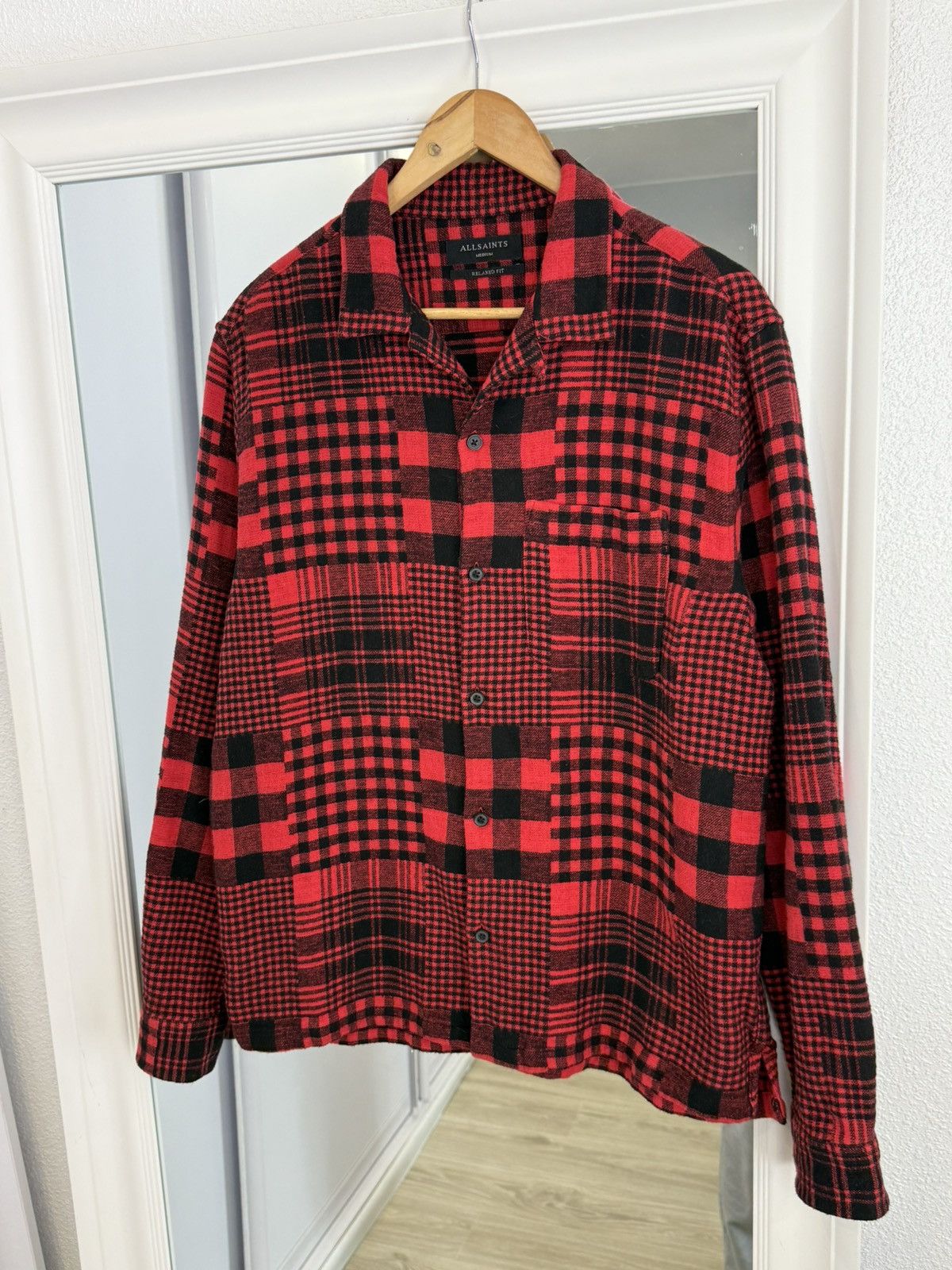 Allsaints Allsaints Brucker Shirt Plain Heavy Shirt Red/Black Size: M Size US M / EU 48-50 / 2 - 6 Thumbnail