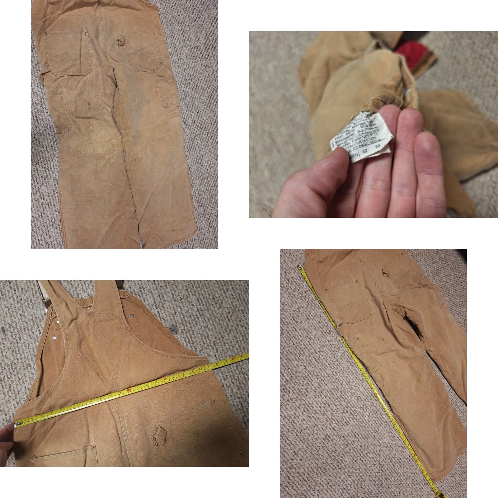 Carhartt VINTAGE Carhartt Duck Canvas Insulated Bib Overalls 42x30 Brown Workswear Distressed Double Knee USA Men Regular Overalls Winter Workwear Mens Size US 42 / EU 58 - 8 Thumbnail