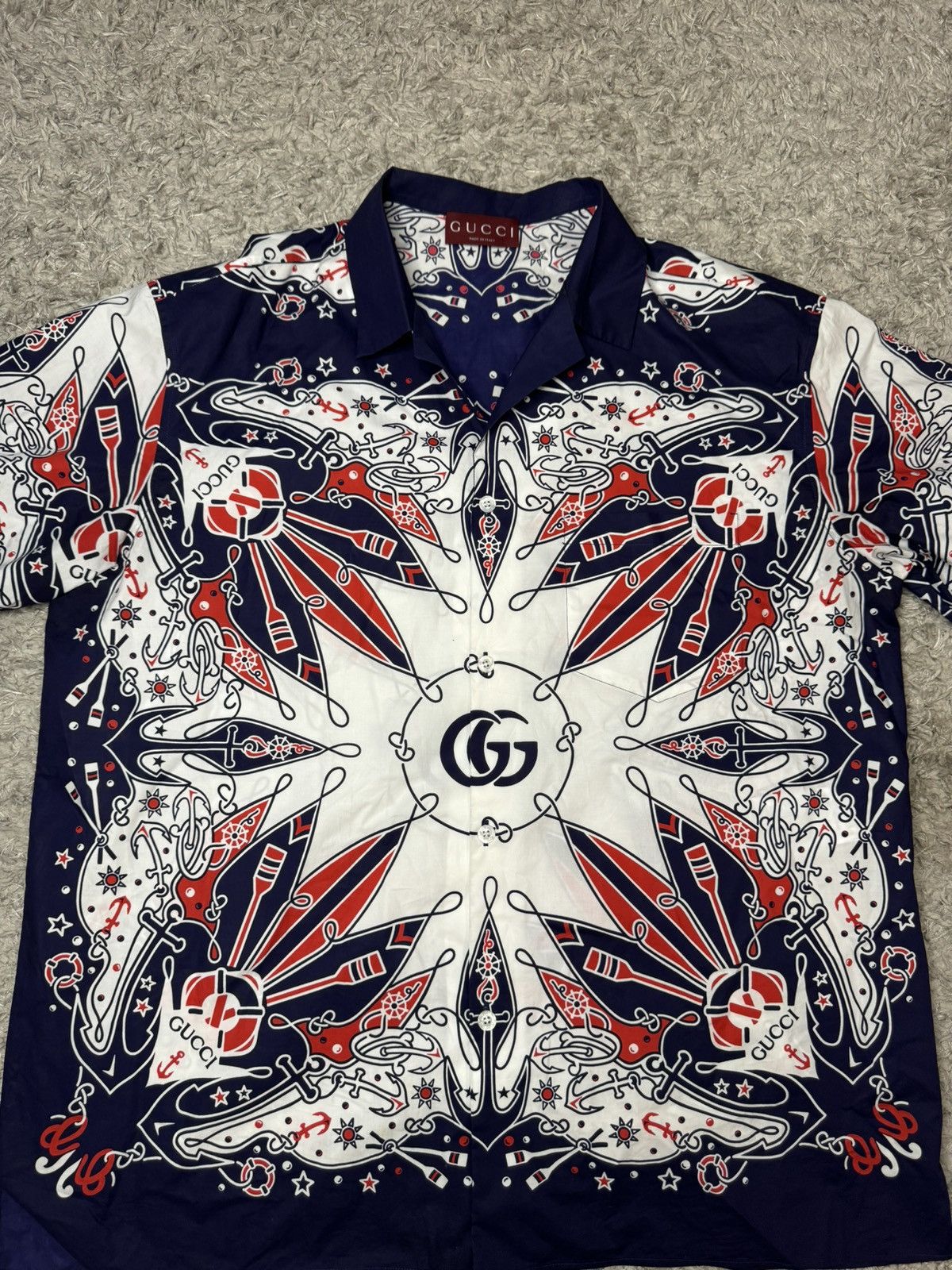 Gucci DOUBLE G BANDANA PRINT COTTON SHIRT Size US L / EU 52-54 / 3 - 3 Thumbnail