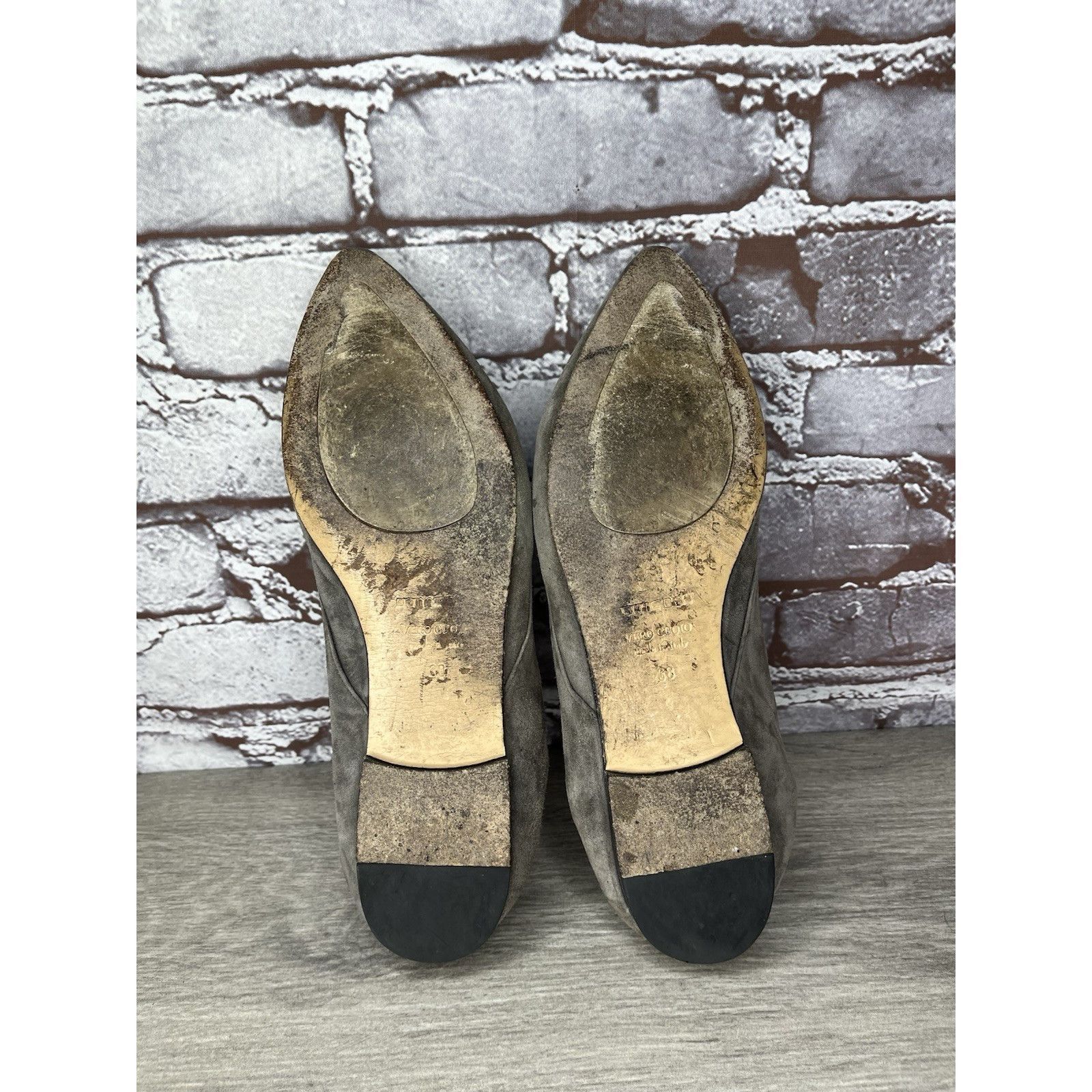 gomme Pomme D’or Gray Suede Leather Pointed Toe Ballet Flats Women Size US 7.5 / IT 37.5 - 9 Thumbnail