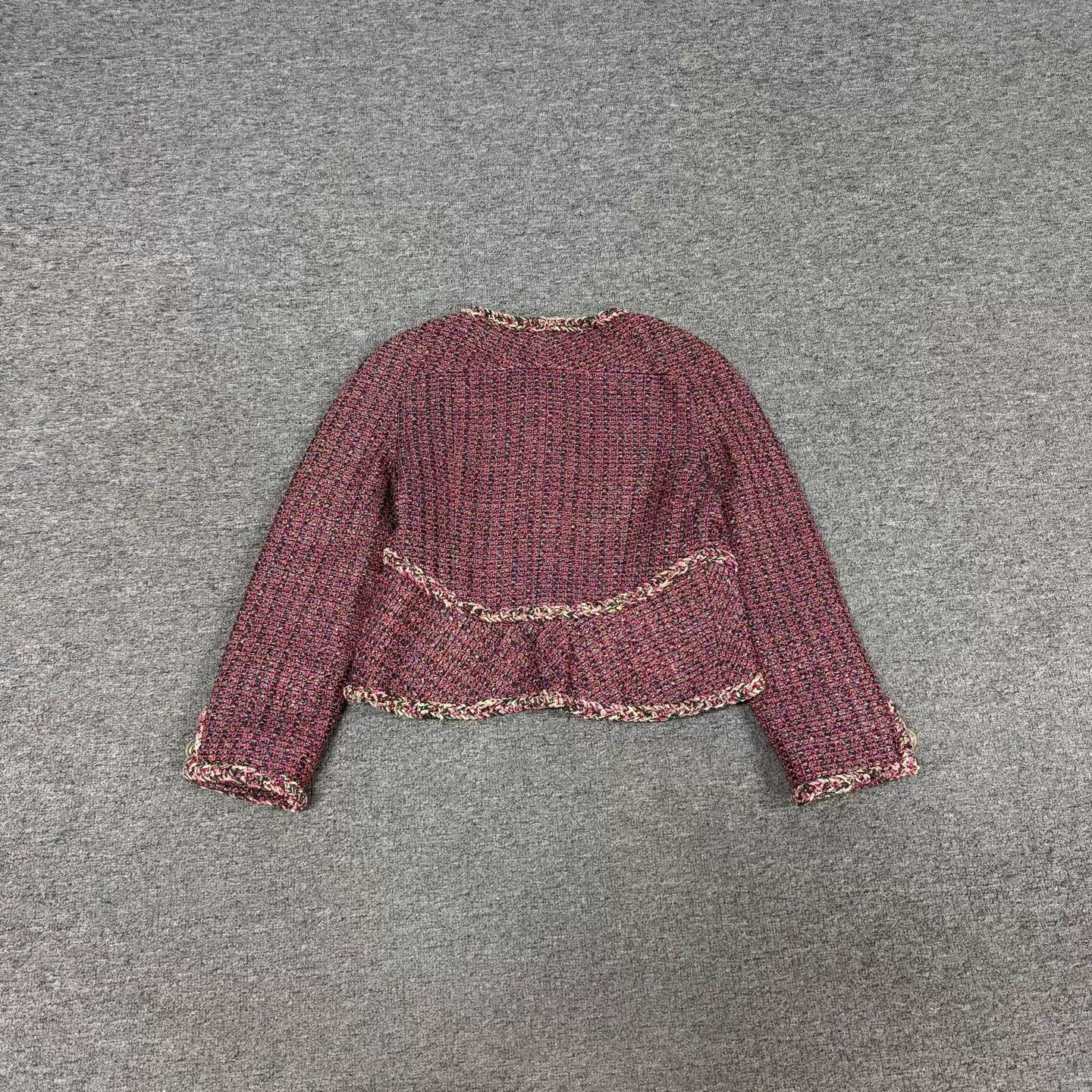 Chanel Chanel Beach Fuchsia Tweed Waist-Cinched Cropped Jacket Size S / US 4 / IT 40 - 2 Thumbnail
