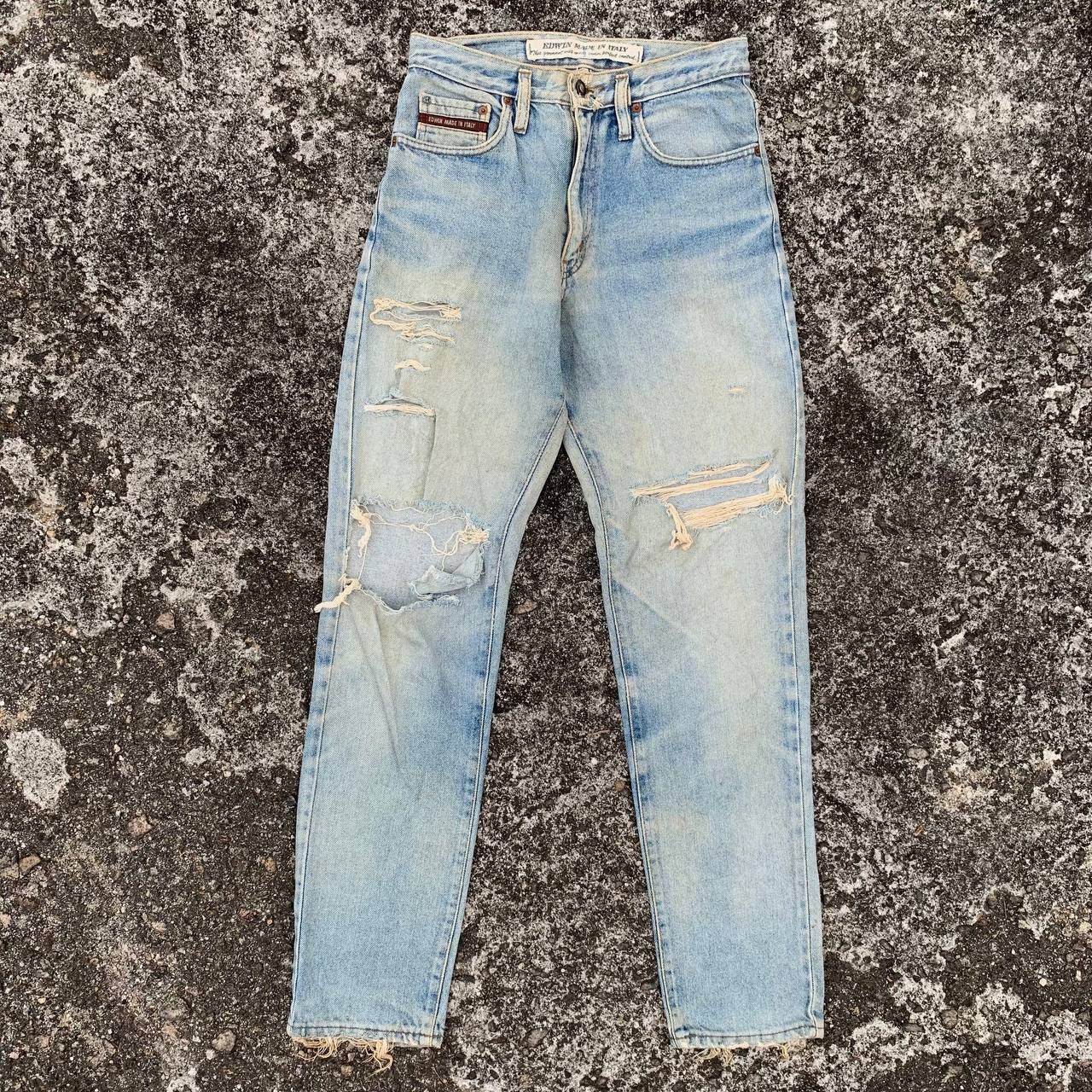 Edwin Vintage Edwin Italy Ripped Jeans Light Wash Denim Size US 27 - 1 Thumbnail