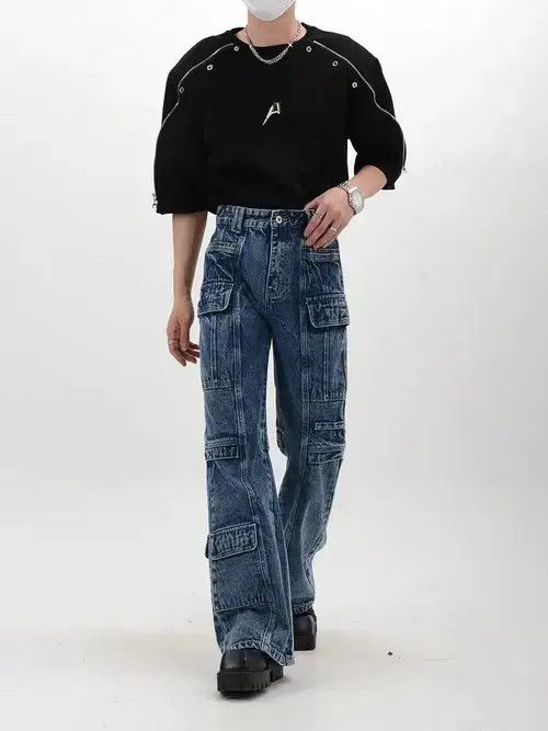 VIBE Micro-flare jeans with retro unique pockets Size US 32 / EU 48 - 3 Thumbnail