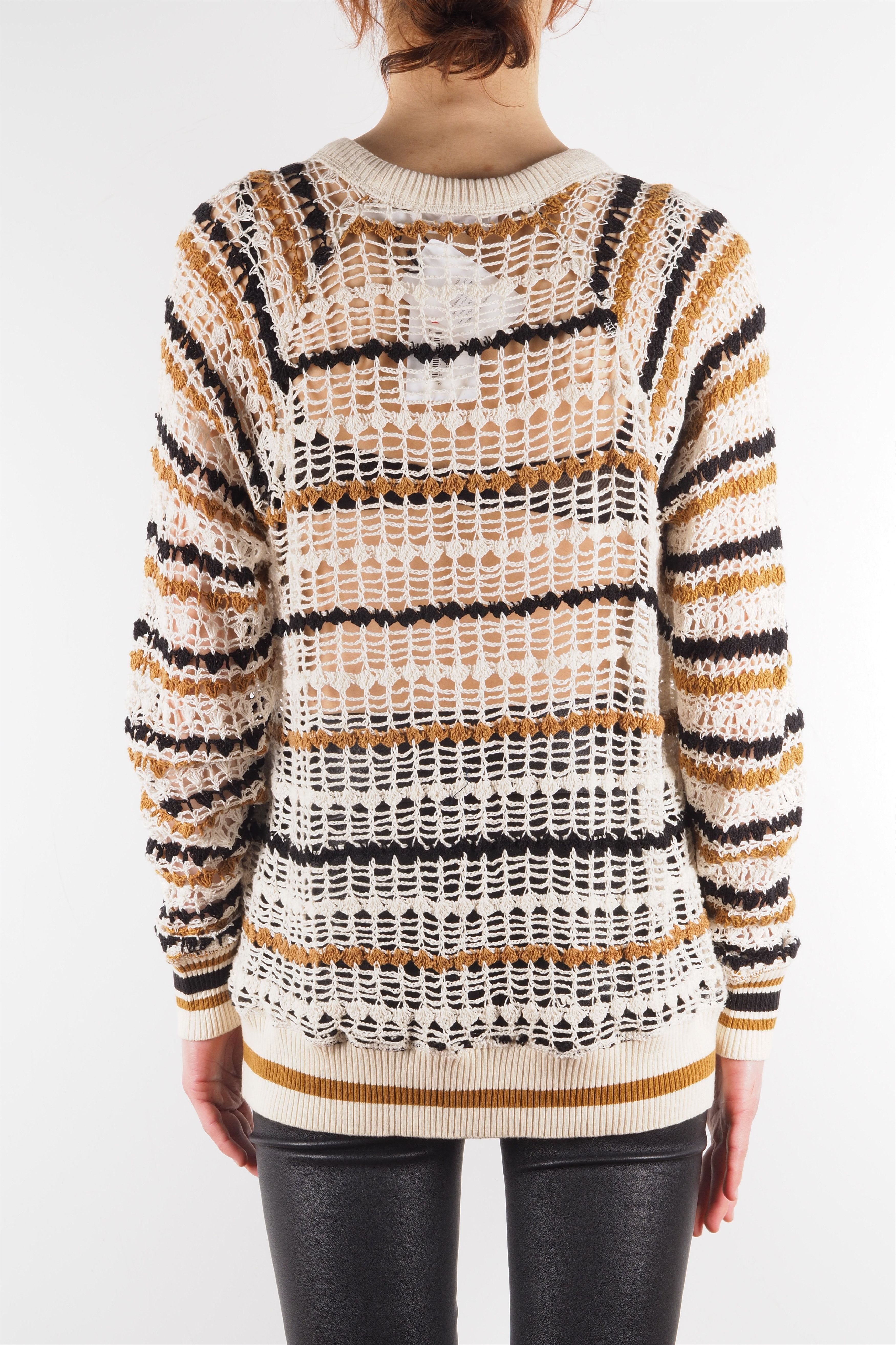 Isabel Marant × Isabel Marant Etoile Isabel Marant Étoile Sheer Open Knit Striped Sweater Top Size XS / US 0-2 / IT 36-38 - 2 Thumbnail