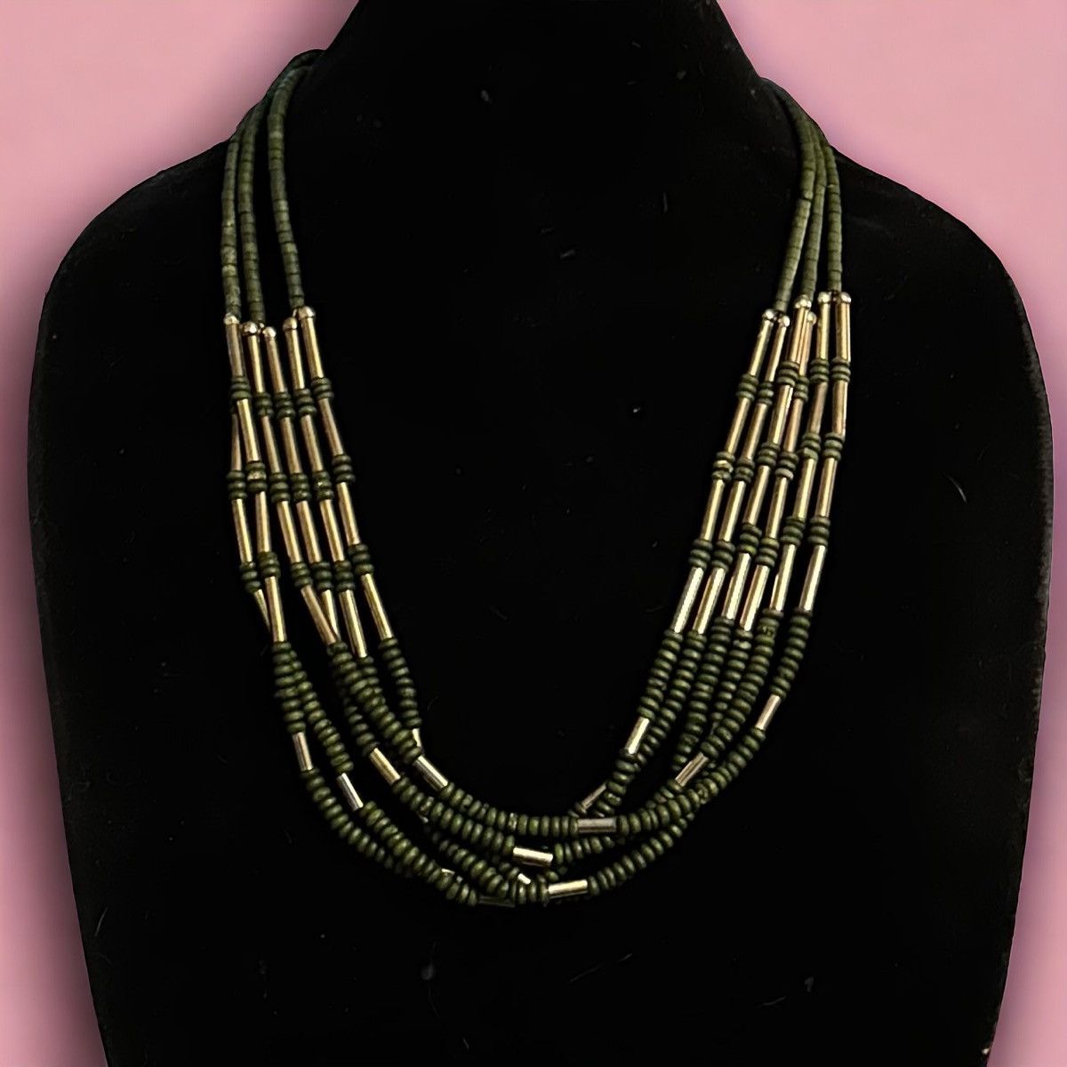 Vintage Vintage multi strand olive coconut Heishi bead necklace Size ONE SIZE - 1 Thumbnail