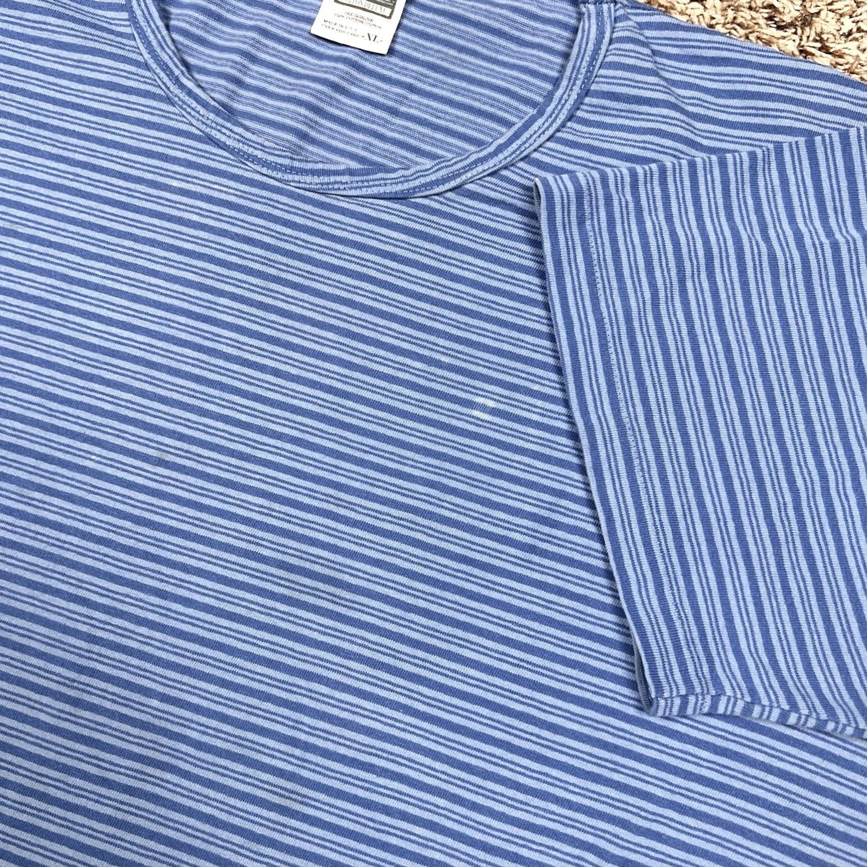 Vintage VINTAGE Cotton Deluxe Striped T-Shirt Adult XL Blue 100% Cotton Regular Unisex 90s Grunge Hipster Size US XL / EU 56 / 4 - 4 Thumbnail