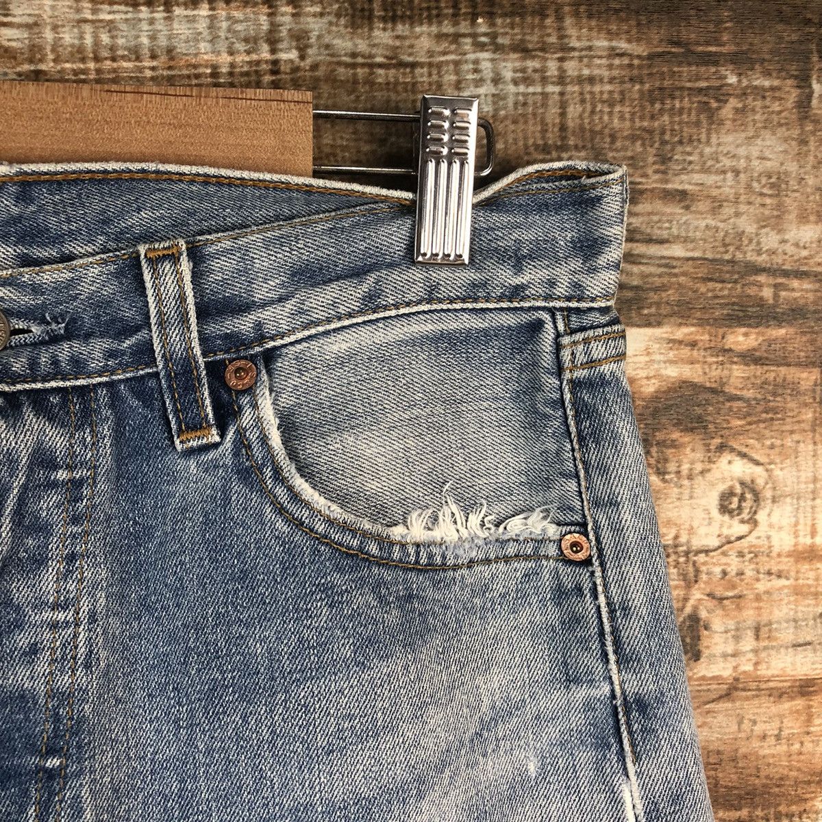Levi's DLL Levis 501 Ripped distressed faded Blue Denim Pants #C002 Size US 30 / EU 46 - 8 Thumbnail