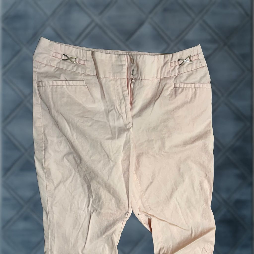 Avenue VINTAGE 7th Avenue Design Studio New York & Company Women Dress Pants 8 Pink Capri Light Navy Blue 8 2 Tall Work Size 30" / US 8 / IT 44 - 1 Thumbnail