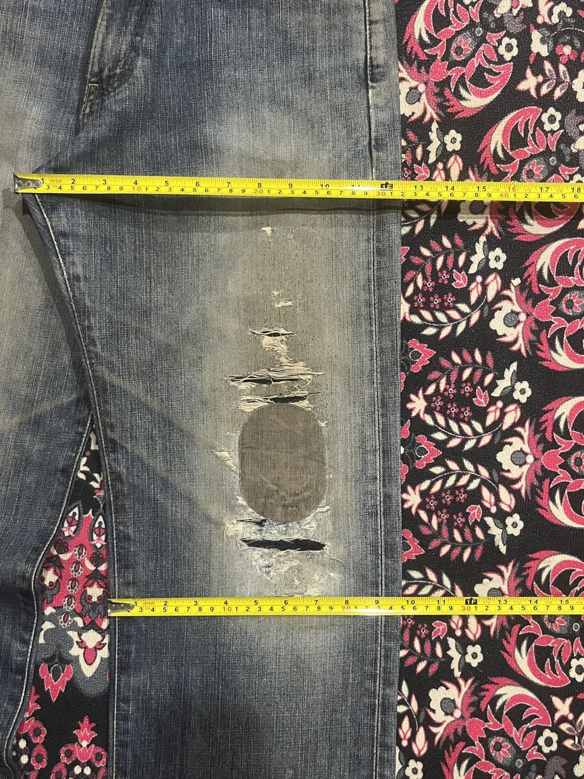 Kapital ⚡️Distressed⚡️Vintage Edwin 503w Blue Washed Ripped Patch Jean Size US 28 / EU 44 - 16 Thumbnail