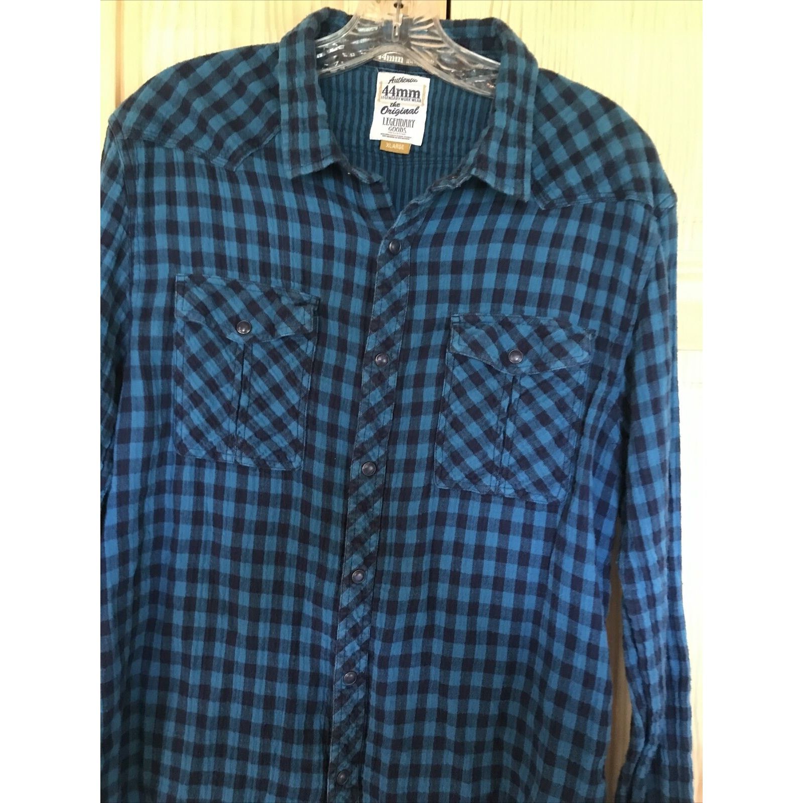 Other 44mm Legendary Work Wear Mens XL Blue Plaid Pearl Snap Shirt Size US XL / EU 56 / 4 - 7 Thumbnail