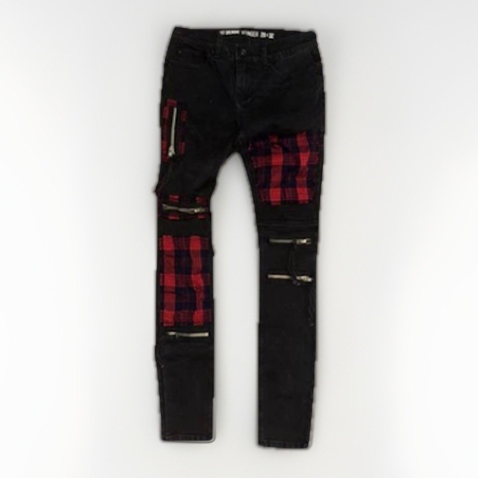 Hot Topic Hot Topic Stinger Plaid Patchwork Jeans Black Punk 28x32 Size US 28 / EU 44 - 1 Thumbnail