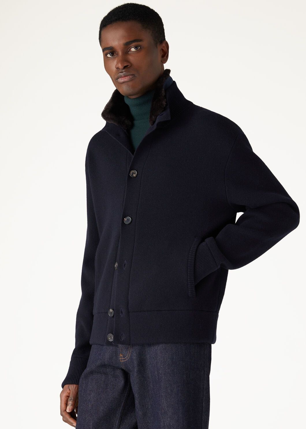 Loro Piana o1w1db10125 FAN7130 Ivrea Bomber Jacket in Navy Blue Size US L / EU 52-54 / 3 - 4 Thumbnail