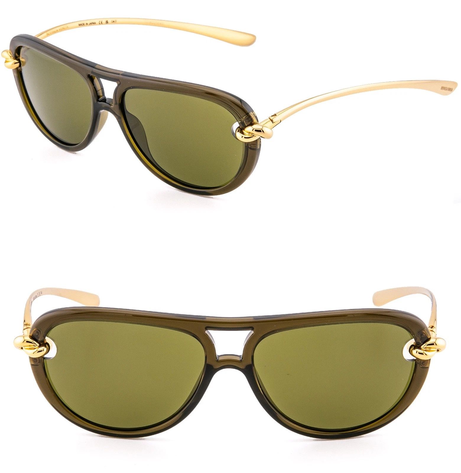 Bottega Veneta BOTTEGA VENETA 1418 KNOT Pilot BV1418S Gold Green Unisex 003 Size ONE SIZE - 1 Thumbnail