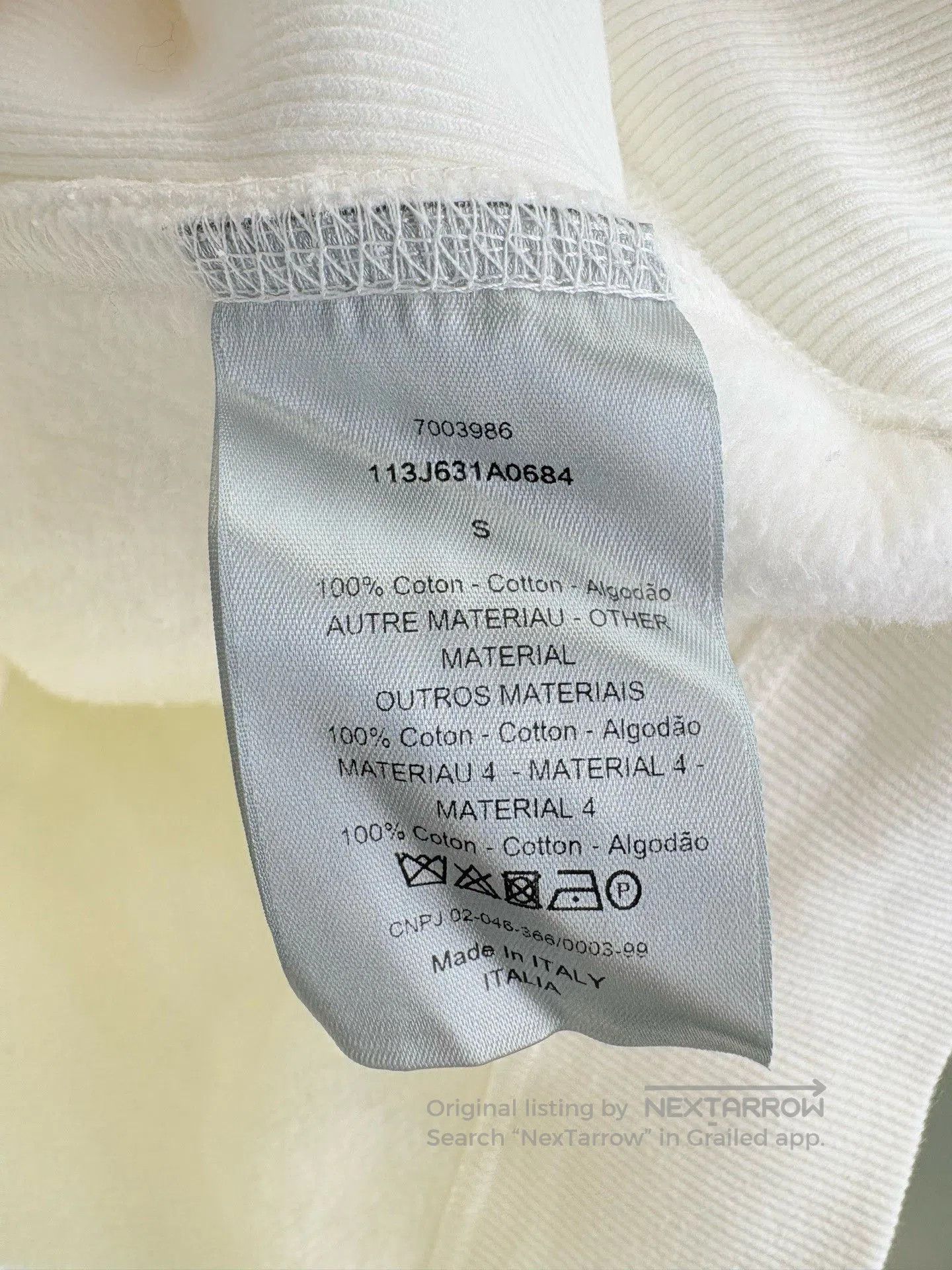 Dior DIOR White Terry Full Logo Hoodie. Size US S / EU 44-46 / 1 - 5 Thumbnail