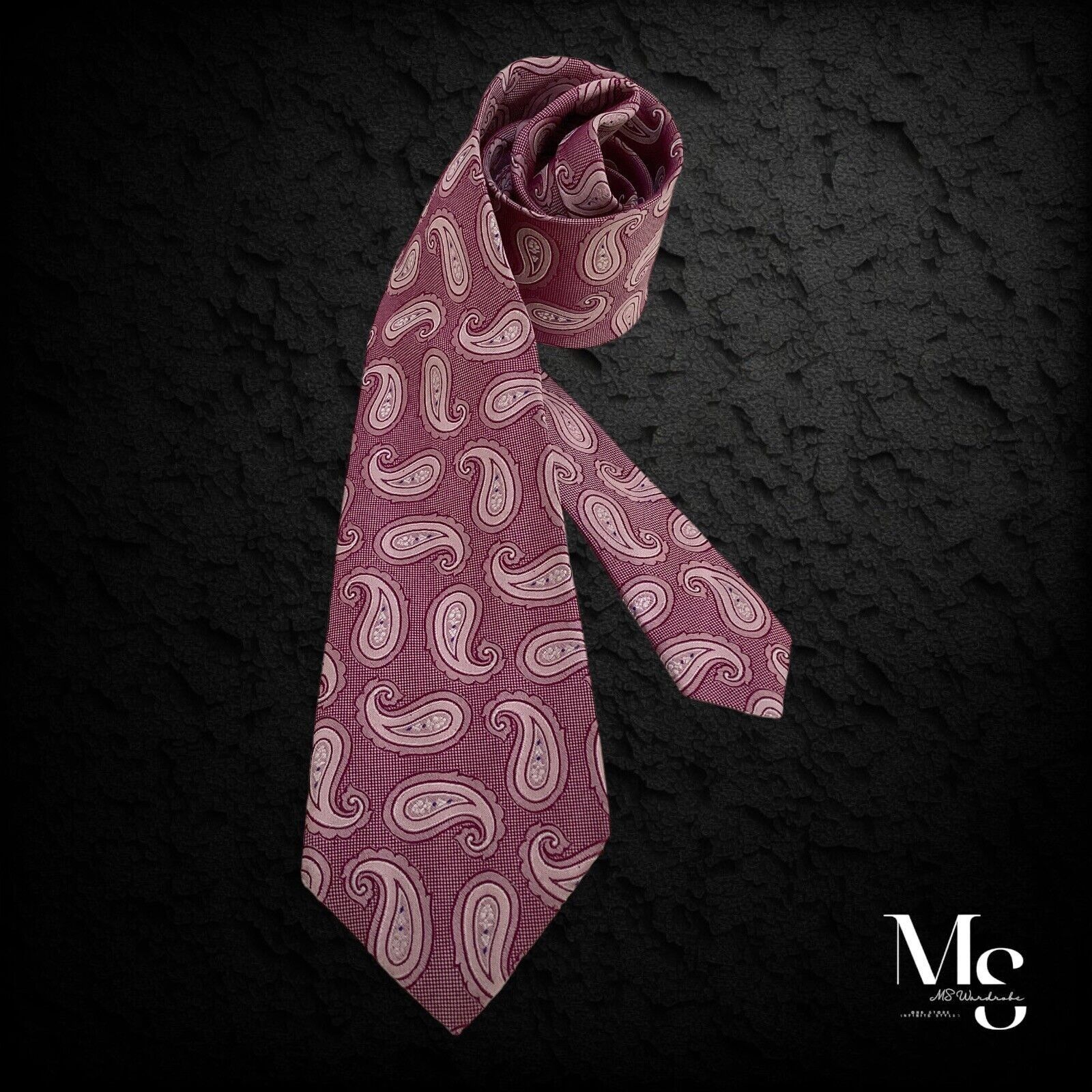 Hugo Boss BOSS HUGO BOSS XL Pink Paisley Silk Tie Made In Italy W: 3" Size ONE SIZE - 1 Thumbnail