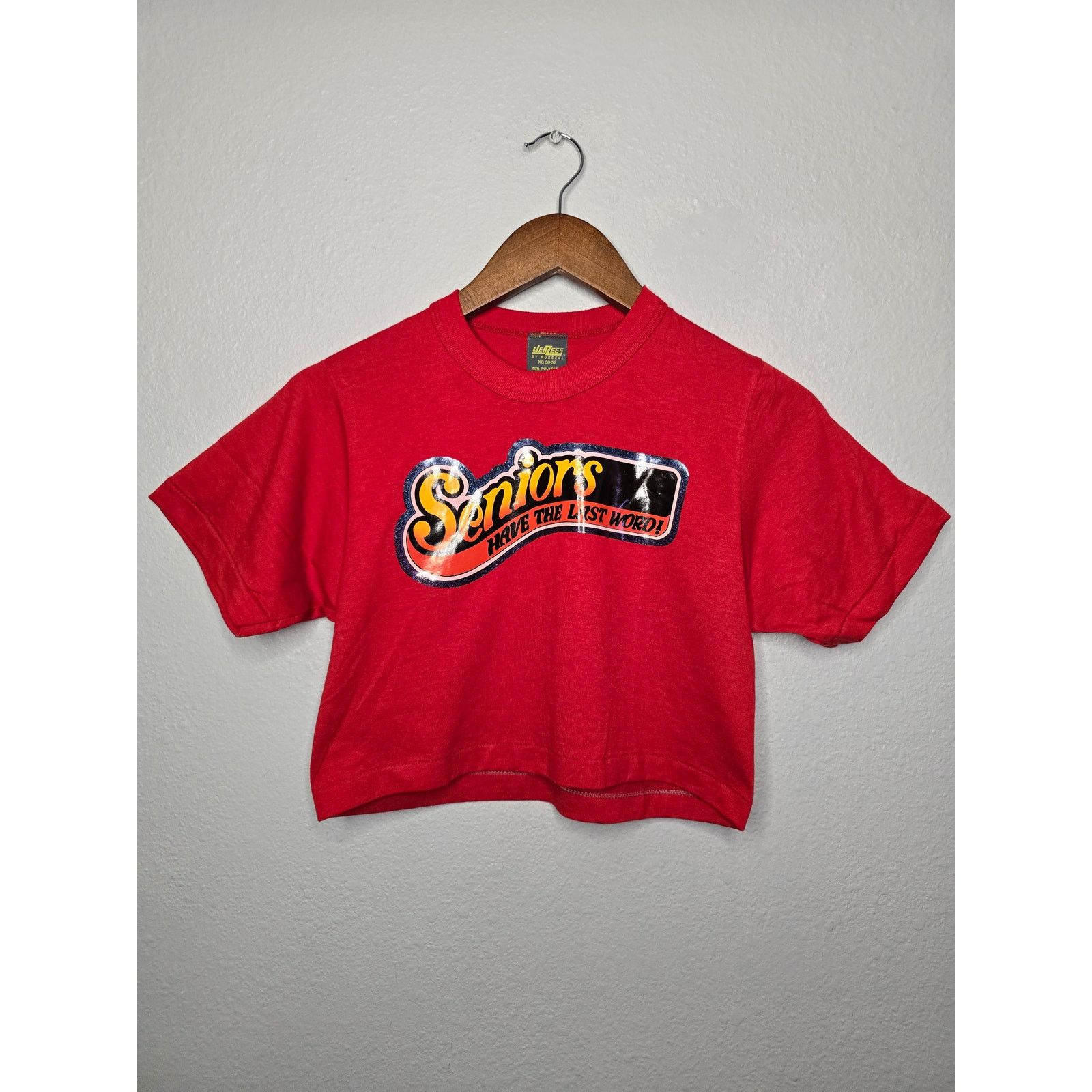 Vintage Vintage Crop Top Shirt Retro Graphic Womens XS Baby Tee 80s Size XS / US 0-2 / IT 36-38 - 1 Thumbnail