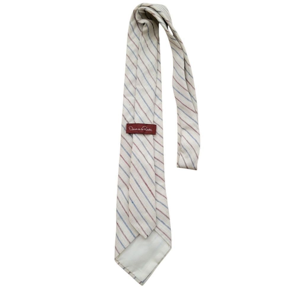 Oscar De La Renta Oscar De La Renta Men's Beige Striped Tie 60"X3.5" Size ONE SIZE - 5 Thumbnail