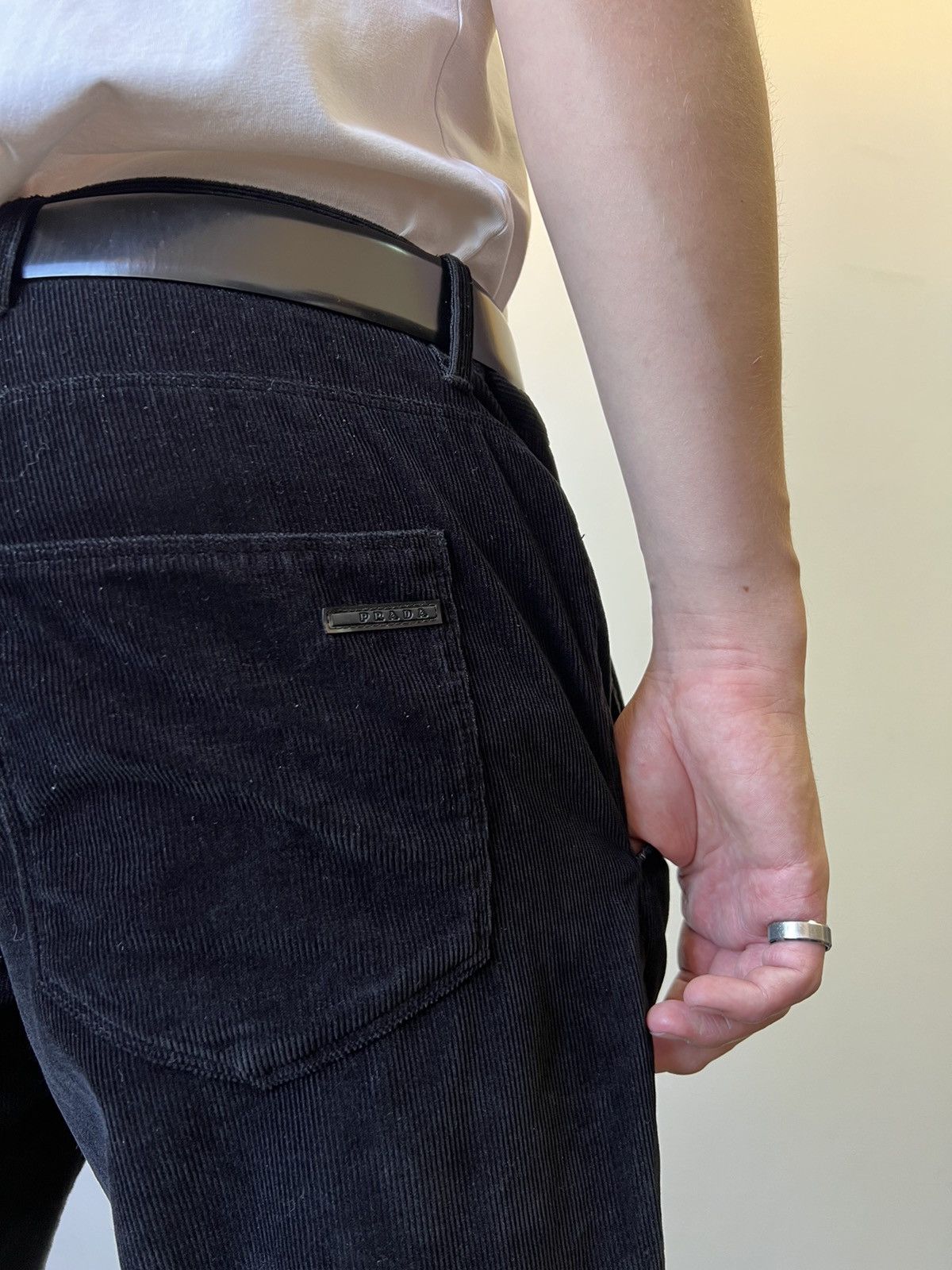 Prada Prada 2008 velour Wide Pants black tab Size US 34 / EU 50 - 3 Thumbnail