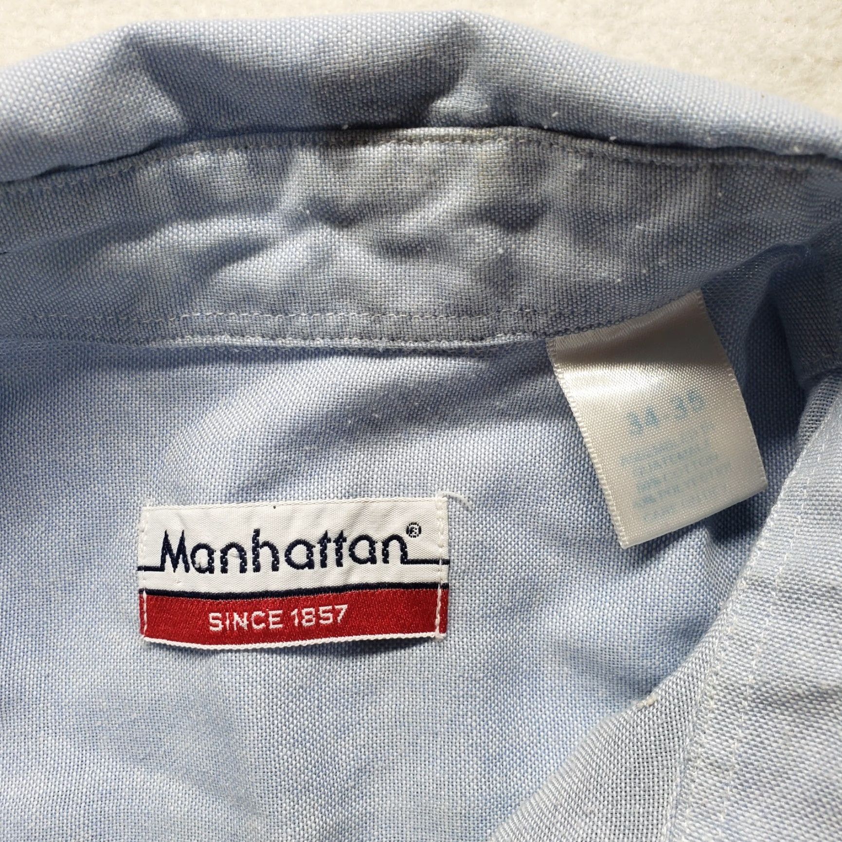 Vintage Manhattan Blue Button-Up Shirt Long Sleeve Adult XL Cotton Blend Casual Mens Size US XL / EU 56 / 4 - 5 Thumbnail