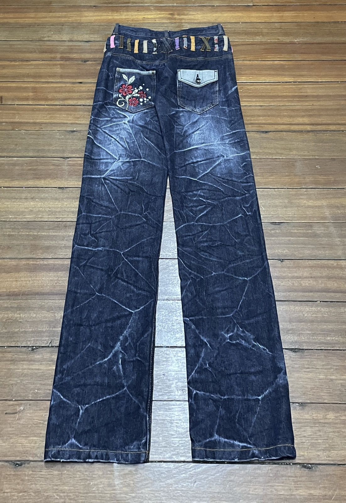 14th Addiction × Japanese Brand Rare Vintage Japanese Brand Sukajan Double Waist Jeans 1990s Size US 27 - 2 Thumbnail
