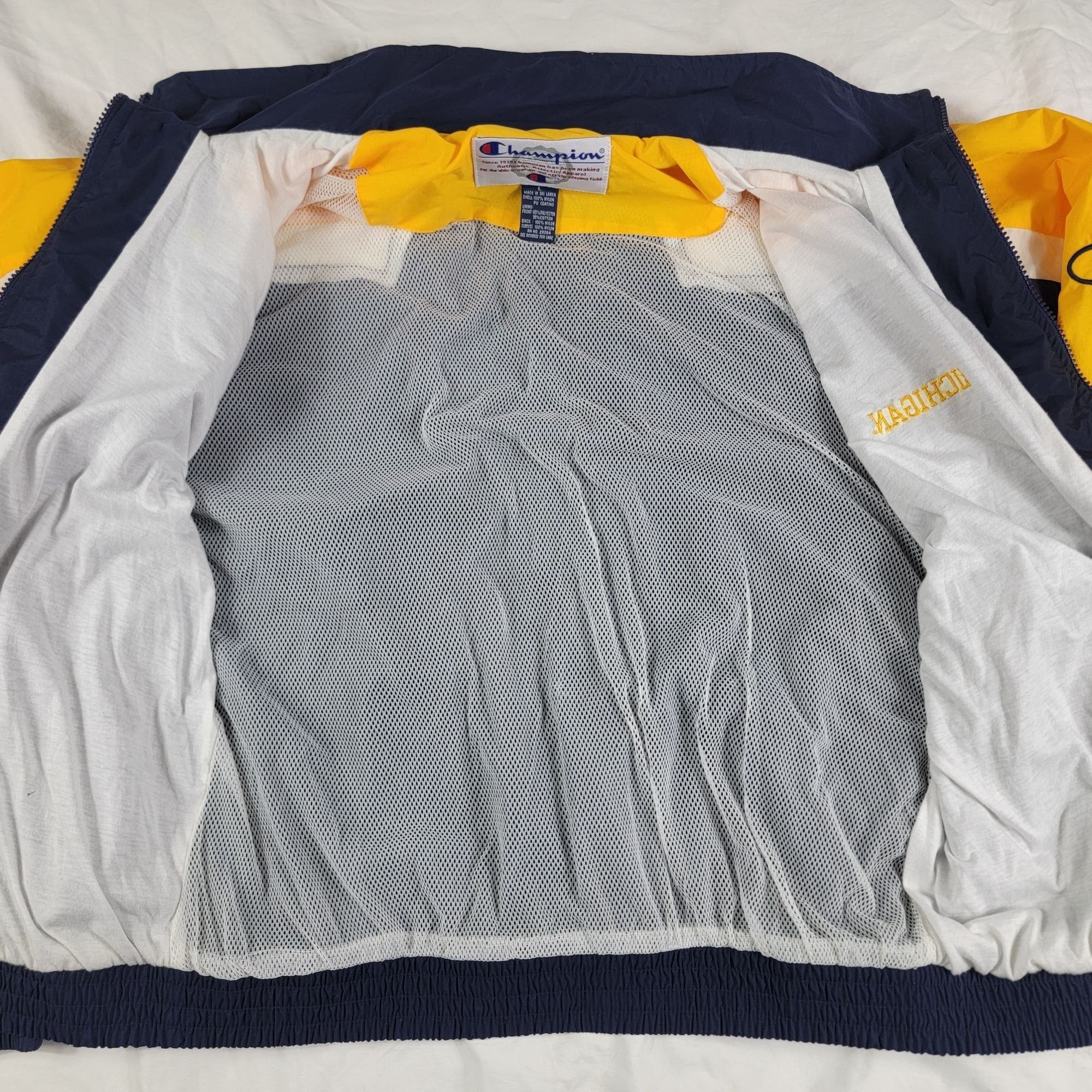 Champion × Vintage Vintage Champion Michigan Mens Large Blue Yellow Windbreaker Size US L / EU 52-54 / 3 - 4 Thumbnail