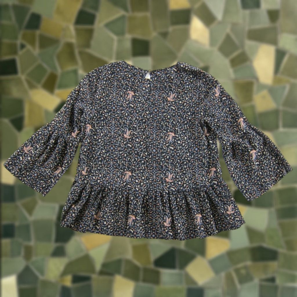 Madewell Madewell Blouse 100% Silk Paisley Floral 3/4 Sleeve Tunic Peasant Blue S Women's Shirt Size S / US 4 / IT 40 - 1 Thumbnail