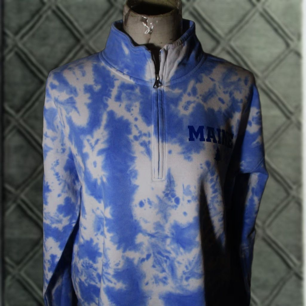 Vintage Gear Sweatshirt One/2 Zip Tie Dye Big Cotton by GEAR Blue L Women’s V-Neck Zip Athletic 80% Cotton 20% Polyester Long Sleeve NYOT? Size L / US 10 / IT 46 - 1 Thumbnail