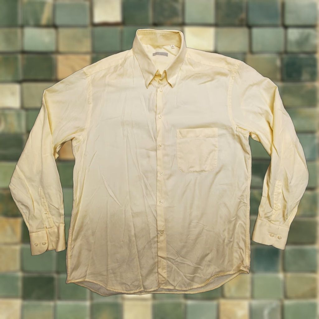 Vintage Lazo Shirt Mens 16.5 Yellow Long Sleeve Hidden Button Down 100% Cotton Italy Shirt Mens 16.5 Yellow Long Sleeve Button-Down Cotton Italy Size US XL / EU 56 / 4 - 1 Thumbnail